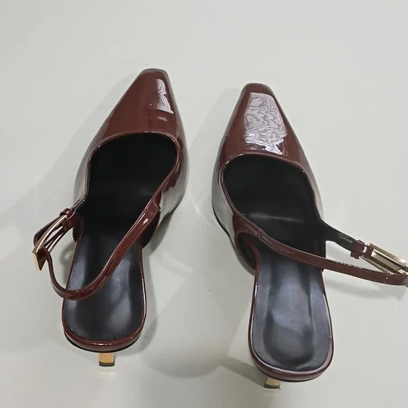 Iiimmu Chic Brown Slingback Heels Size 10 - Picture 3 of 14
